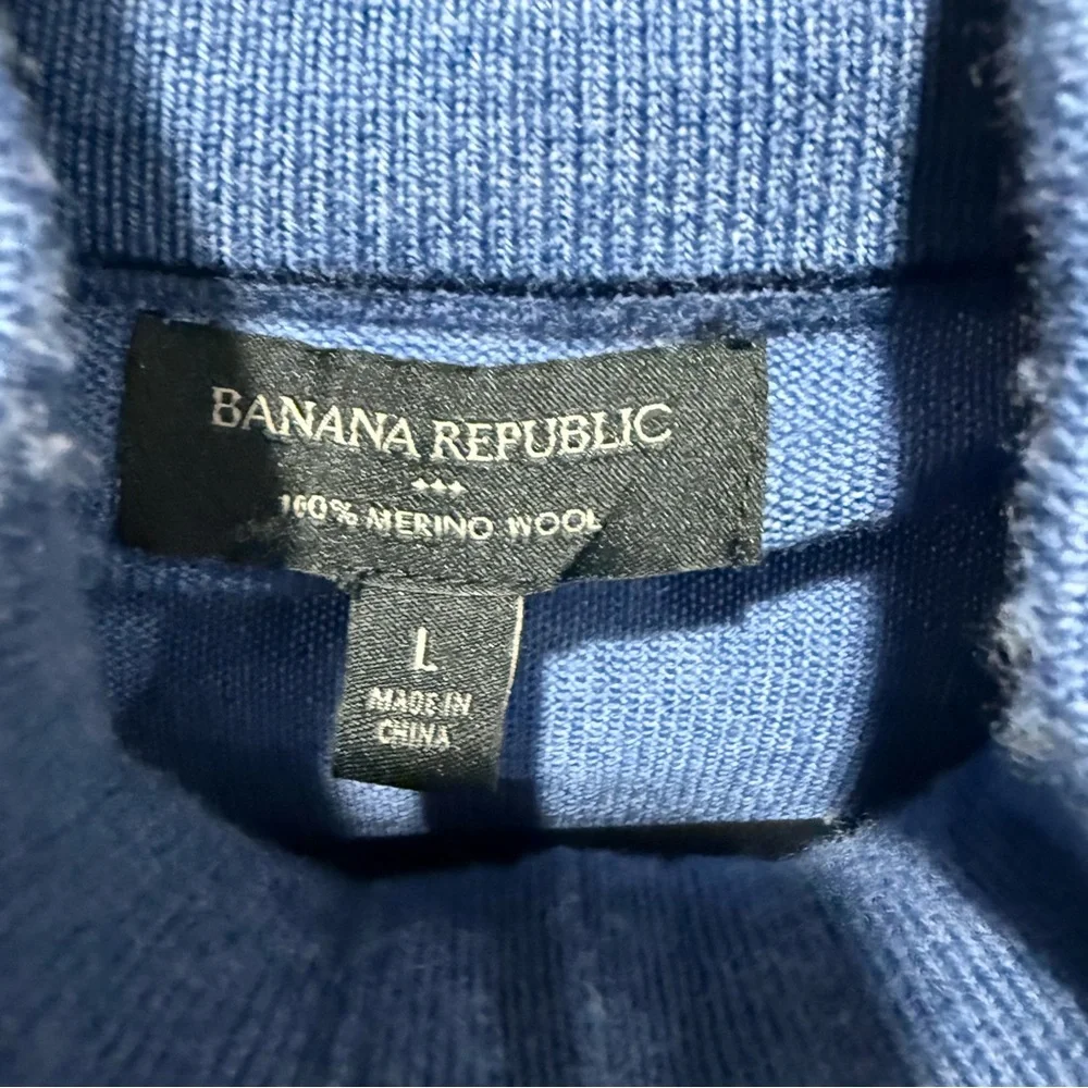 Banana Republic 100%‎ Merino Wool Quarter-Zip Sweater Blue Large Layering